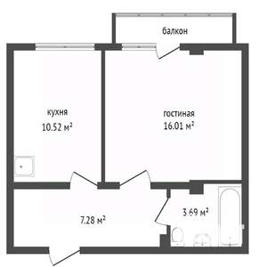 1-к квартира, вторичка, 38м2, 6/16 этаж