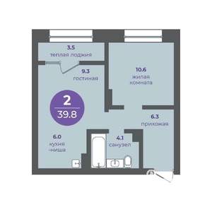 2-к квартира, вторичка, 40м2, 2/24 этаж