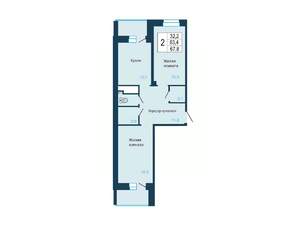 2-к квартира, строящийся дом, 68м2, 3/18 этаж