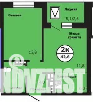 2-к квартира, вторичка, 42м2, 5/19 этаж