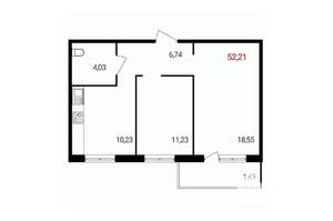 2-к квартира, вторичка, 52м2, 15/18 этаж