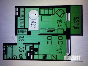 1-к квартира, вторичка, 42м2, 5/25 этаж