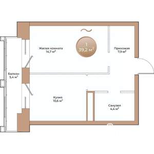 1-к квартира, строящийся дом, 39м2, 8/24 этаж
