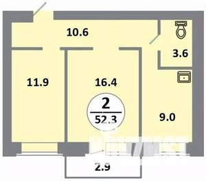 2-к квартира, вторичка, 52м2, 8/14 этаж