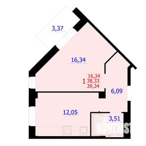 1-к квартира, вторичка, 39м2, 9/9 этаж