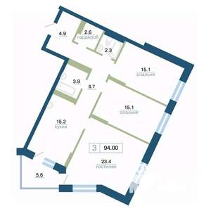3-к квартира, вторичка, 94м2, 19/24 этаж