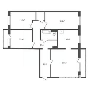 4-к квартира, вторичка, 78м2, 5/9 этаж