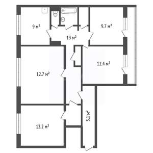 4-к квартира, вторичка, 80м2, 6/16 этаж