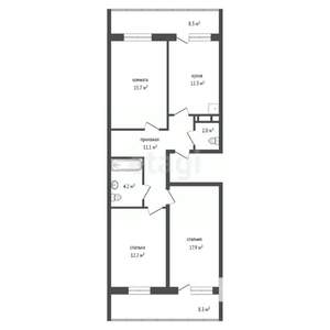 3-к квартира, вторичка, 77м2, 24/24 этаж