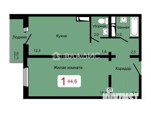 1-к квартира, вторичка, 45м2, 17/17 этаж