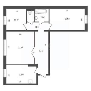 3-к квартира, вторичка, 66м2, 2/10 этаж