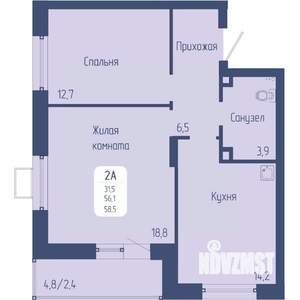 2-к квартира, вторичка, 59м2, 10/15 этаж