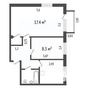 2-к квартира, вторичка, 41м2, 3/5 этаж