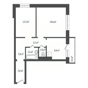2-к квартира, вторичка, 54м2, 8/17 этаж
