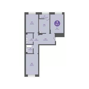 3-к квартира, вторичка, 86м2, 2/24 этаж