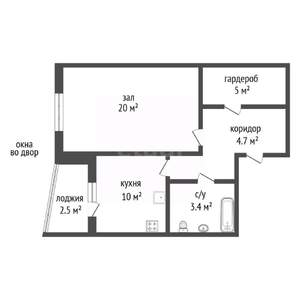1-к квартира, вторичка, 46м2, 7/10 этаж