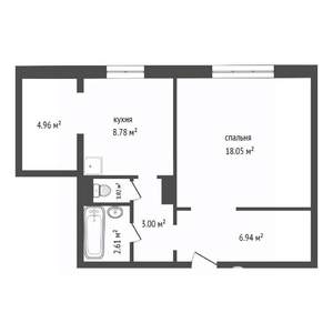 1-к квартира, вторичка, 45м2, 1/17 этаж