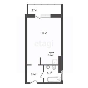 1-к квартира, вторичка, 37м2, 4/17 этаж