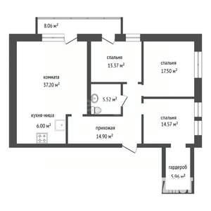 4-к квартира, вторичка, 121м2, 12/21 этаж