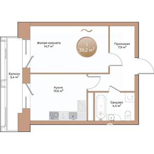 1-к квартира, вторичка, 39м2, 12/24 этаж