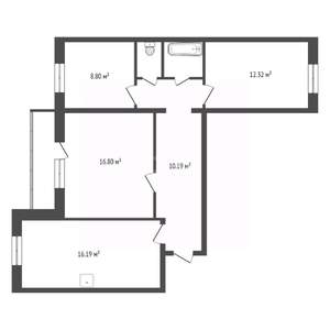 3-к квартира, вторичка, 71м2, 5/10 этаж