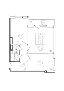 2-к квартира, вторичка, 56м2, 15/17 этаж