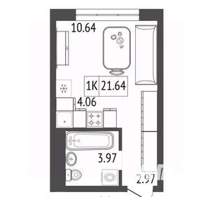 1-к квартира, вторичка, 22м2, 7/17 этаж