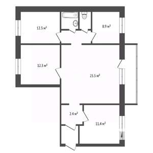 4-к квартира, вторичка, 80м2, 2/10 этаж