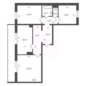 3-к квартира, вторичка, 72м2, 4/16 этаж