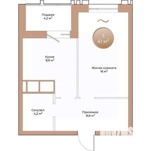 1-к квартира, вторичка, 41м2, 17/24 этаж