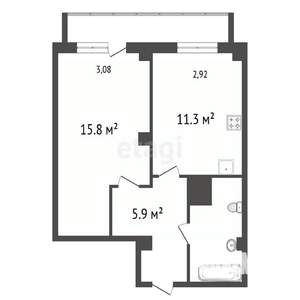 1-к квартира, вторичка, 38м2, 15/25 этаж