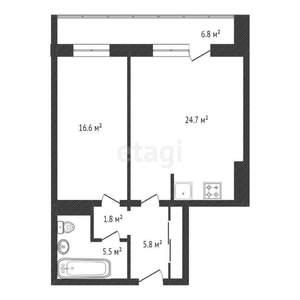 2-к квартира, вторичка, 54м2, 15/17 этаж