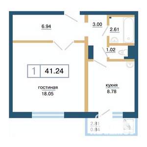 1-к квартира, вторичка, 41м2, 13/17 этаж