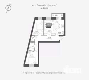 3-к квартира, вторичка, 80м2, 4/16 этаж