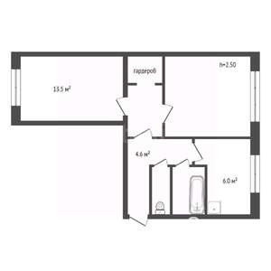 2-к квартира, вторичка, 45м2, 1/5 этаж