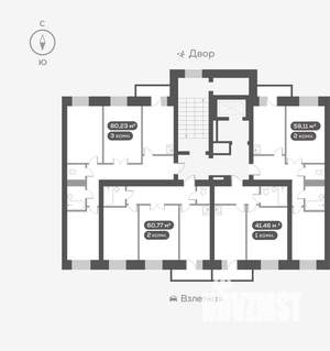 2-к квартира, вторичка, 61м2, 4/16 этаж