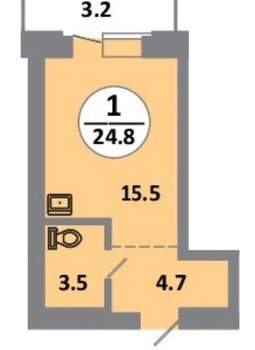 Студия квартира, вторичка, 25м2, 11/14 этаж