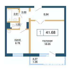 1-к квартира, вторичка, 42м2, 10/17 этаж