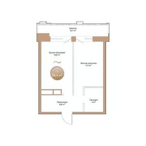 1-к квартира, вторичка, 38м2, 10/24 этаж