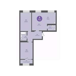 3-к квартира, вторичка, 79м2, 3/11 этаж