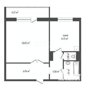 1-к квартира, вторичка, 42м2, 7/11 этаж