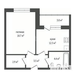 1-к квартира, вторичка, 43м2, 20/20 этаж