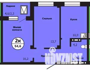 2-к квартира, строящийся дом, 55м2, 19/19 этаж