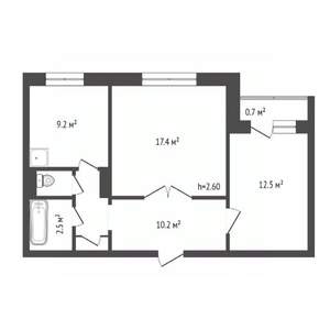 2-к квартира, вторичка, 54м2, 5/9 этаж