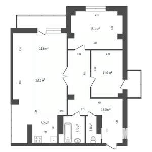 3-к квартира, вторичка, 78м2, 8/16 этаж