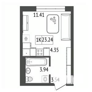 1-к квартира, вторичка, 23м2, 11/17 этаж