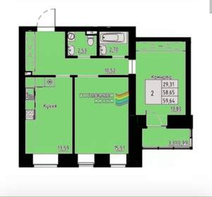 2-к квартира, вторичка, 60м2, 3/7 этаж