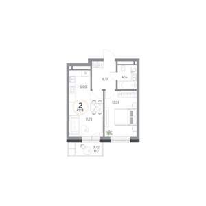 2-к квартира, вторичка, 42м2, 4/9 этаж