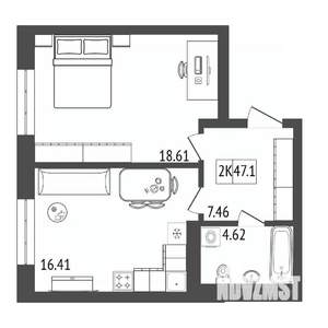 2-к квартира, вторичка, 47м2, 12/17 этаж
