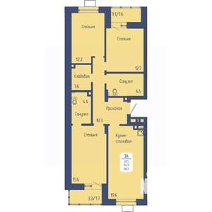 3-к квартира, вторичка, 88м2, 8/12 этаж